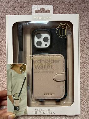 Pink Sky Blush & Black Wallet Case for iPhone 16 Pro Max